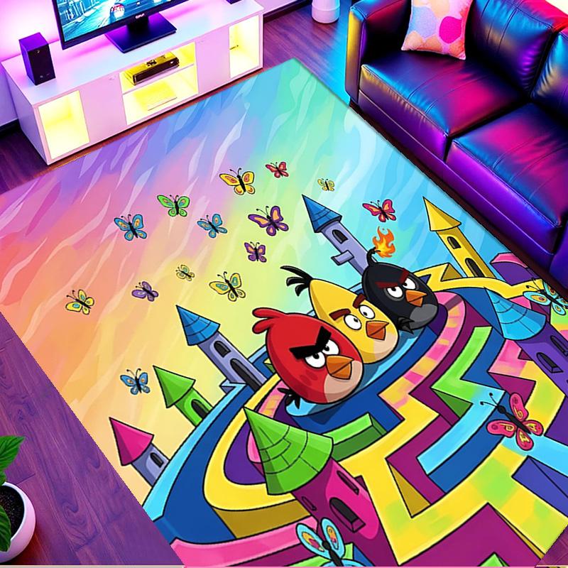 Angry Birds Print Rug, Washable Floor Carpet, For Entryway Dorm Laundry Room Office Study, Home Decor Birthday Christmas Gift