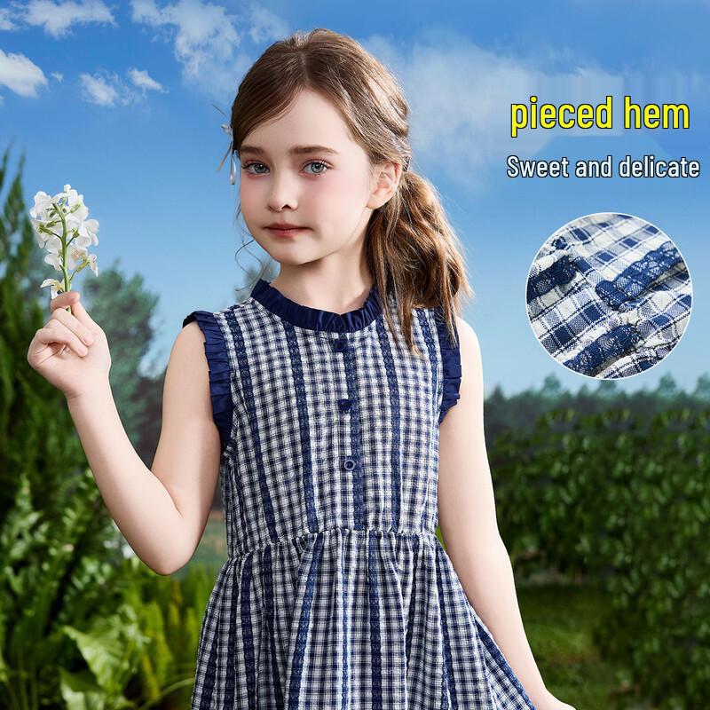 Girls' Retro Plaid Sleeveless Princess Dress