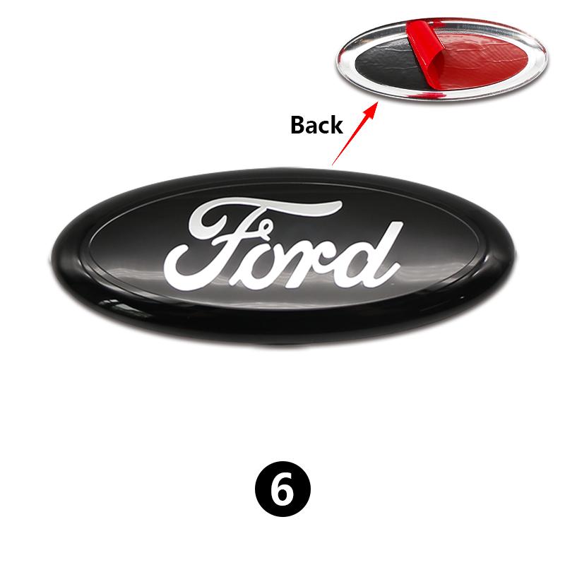 AKC1 14.5cm Aluminum Car Front Grille Emblem Rear Trunk Logo Badge For Ford Fiesta Focus 2 3 Mondeo Edge Ranger Fusion S-MAX Transit