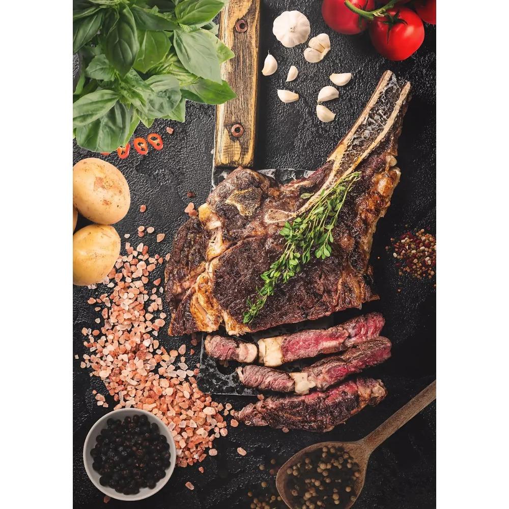 Delicious Grilled Tomahawk Steak Posters Retro Meat Cuts Steak Guide BBQ Prints Canvas Painting Wall Pictures Home Kitchen Decor