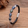 Genuine natural freshwater pearl bracelet, women's charm leather bracelet, baroque wedding jewelry