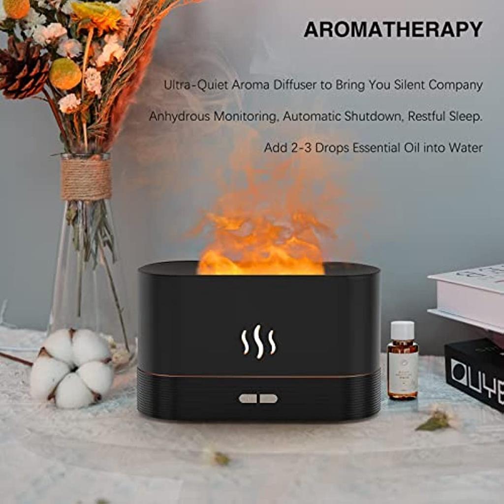 Essential Oil Diffuser LED Ambient Ultrasonic Humidifier Portable Night Atmosphere Light With Special Flame Effect For Home/Office/Bedroom