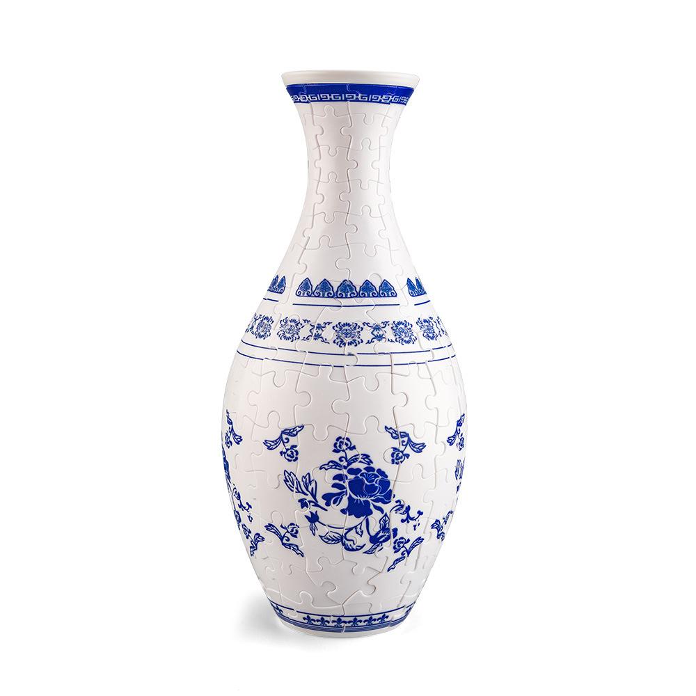 Neues 3D-Puzzle DIY-Vase Kinder-Frühbildungs-Puzzle Blau-Weiß-Porzellanvase Puzzle-Spielzeug Kindergeburtstagsgeschenk