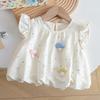 Girls Summer Sweet Polka Dot Top With 3D Mushroom Cap Sleeves And Bud Pants Cute Two Piece Outfit Set