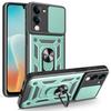 For vivo Y29s 5G/Y04 4G Case with Slide Camera Lid PC+TPU Kickstand Phone Cover