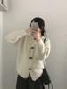 Japanese Style Soft Lamb Toggle Sweater - Women's Thickened, Cute, Comfortable Coat for Autumn 2025, White.