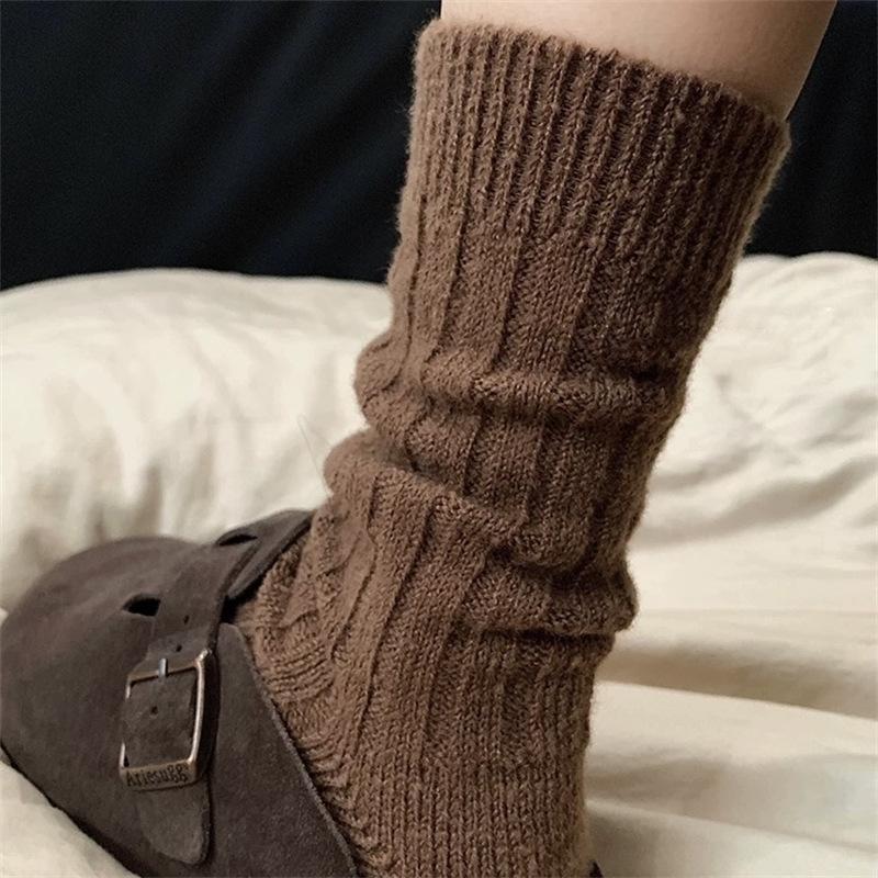 Pink Australian Fleece Socks Thickened Warm Socks Cartoon Striped Cute Plush Floor Socks