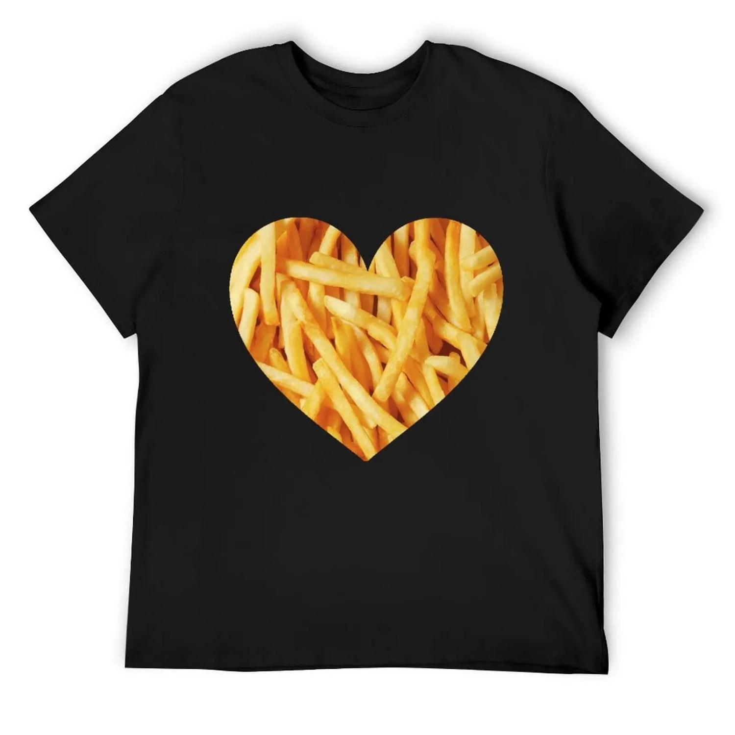 Fries Love T-Shirt graphic shirts custom shirt fashion shirts T-shirt men XXXXXL чёрный