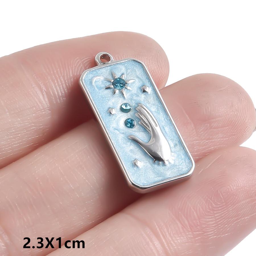 Hand Drip Oil Blue Sun Eye Pendant Rhinestone Stainless Steel Evil/Turkish Eye Charms For Jewelry Making Supplies Charm Material