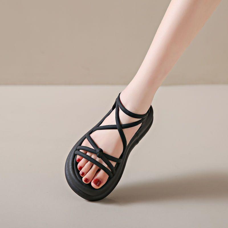 Fairy Style Flat Bottom Fashion Casual Non-slip Beach Shoes with Skirt 2025 New Roman Sandals Women's Summer