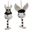 Halloween Skull Bell Ornament Resin Skull/Wing Wind Chime Hanging Decoration for Indoor Outdoor Halloween Decor Car Accessories