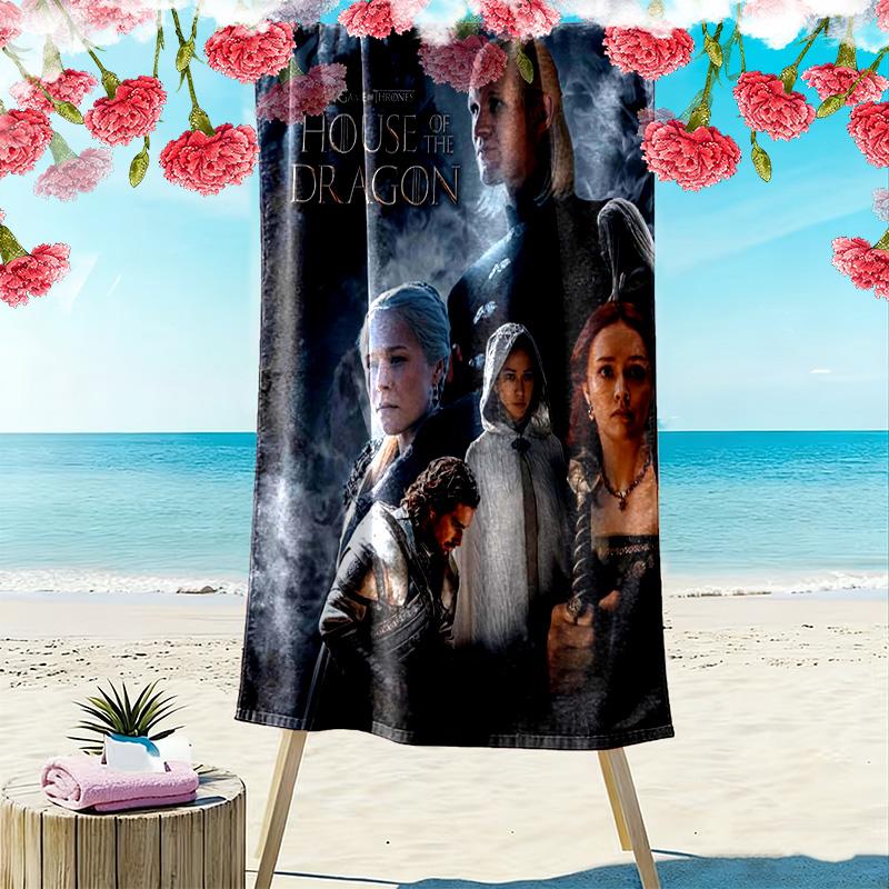 House of Dragon Print Beach Towel, Large Soft Quick Dry Towel for Beach Camping Swimming