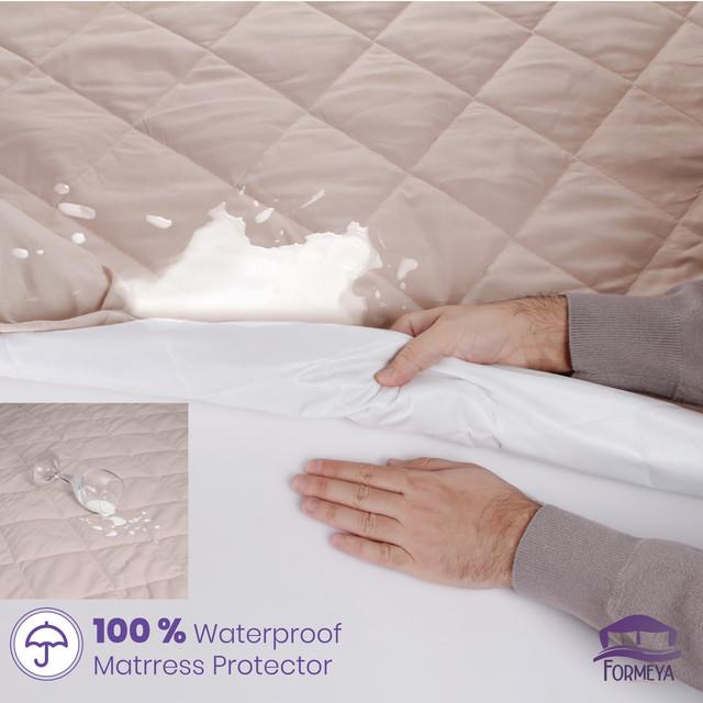 Formeya Brown Quilted Liquid Proof Mattress Protector Fitted Mattress Mattress Sheet 100% Cotton