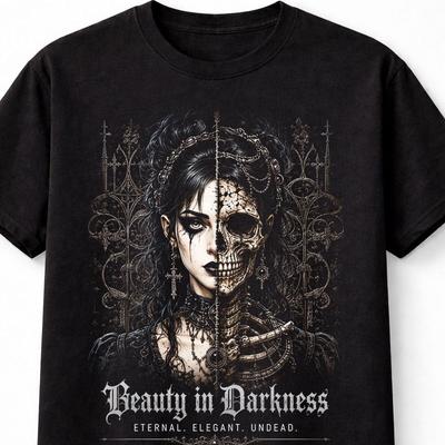Beauty In Darkness Gothic Skeleton Queen Skull Art Horror Unisex TShirt