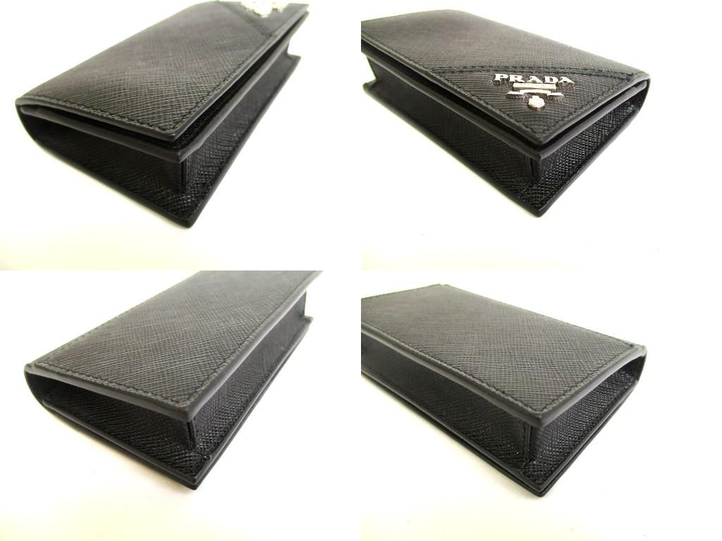 Authentic PRADA Black Saffiano Leather Card Case Card Holder #b058  Open box