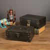 Vintage Chinese Style Wooden Square Storage Box With Lock For Desk Organizer