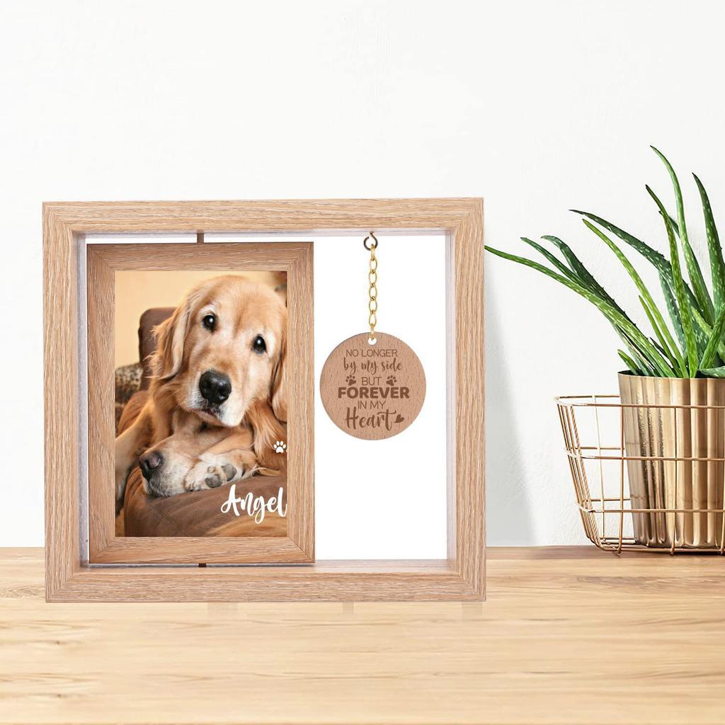 Wooden Photo Frame Postcard Photo Solid Wood Photo Frame Rotatable Desktop Ornament Pet Commemorative Photo Frame
