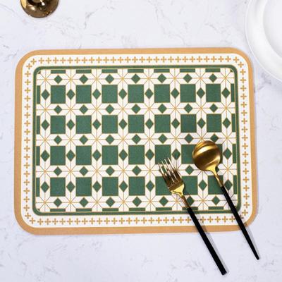Retro Hittebestendige Placemat Oliebestendig Waterdicht PU Leer Eetkamertafelmat Keukentafelgerei Bistro Bar Huisdecoratie