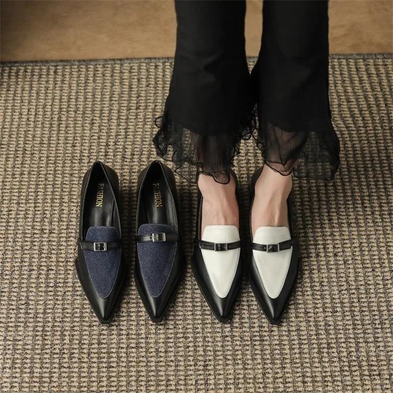 Fashion New Summer Style Fashionable Comfortable Wear-resistant Belt Buckle Thick Heel Medium Pointed Matching Women's Single Shoes