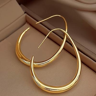 Simple Temperament U-shaped Oval Copper Earrings Women's Personality Retro High-end Earrings