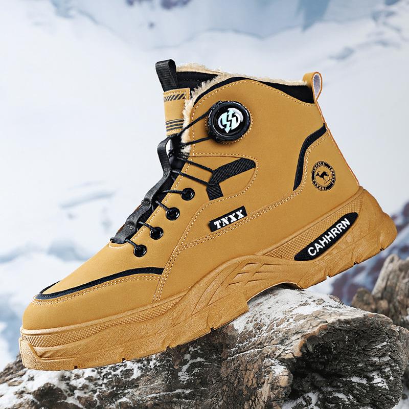 Winter velvet high-top Martin boots men's British style retro versatile shoes thick-soled thickened warm cotton shoes short boots