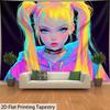 VIKAMA Black Background Digital Cartoon Character Gradient Tapestry Suitable For Room Decoration Of  Wall And Bedroom Decoration