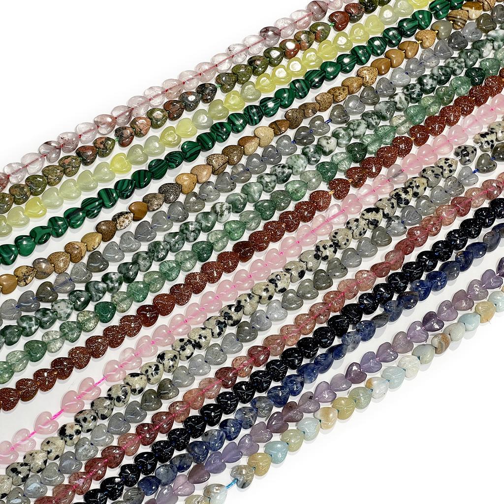 1 Strand Natural Stone Heart Beads 6.5×6.5mm, 38cm Loose Heart Beads For DIY Bracelet Necklace Jewelry Making