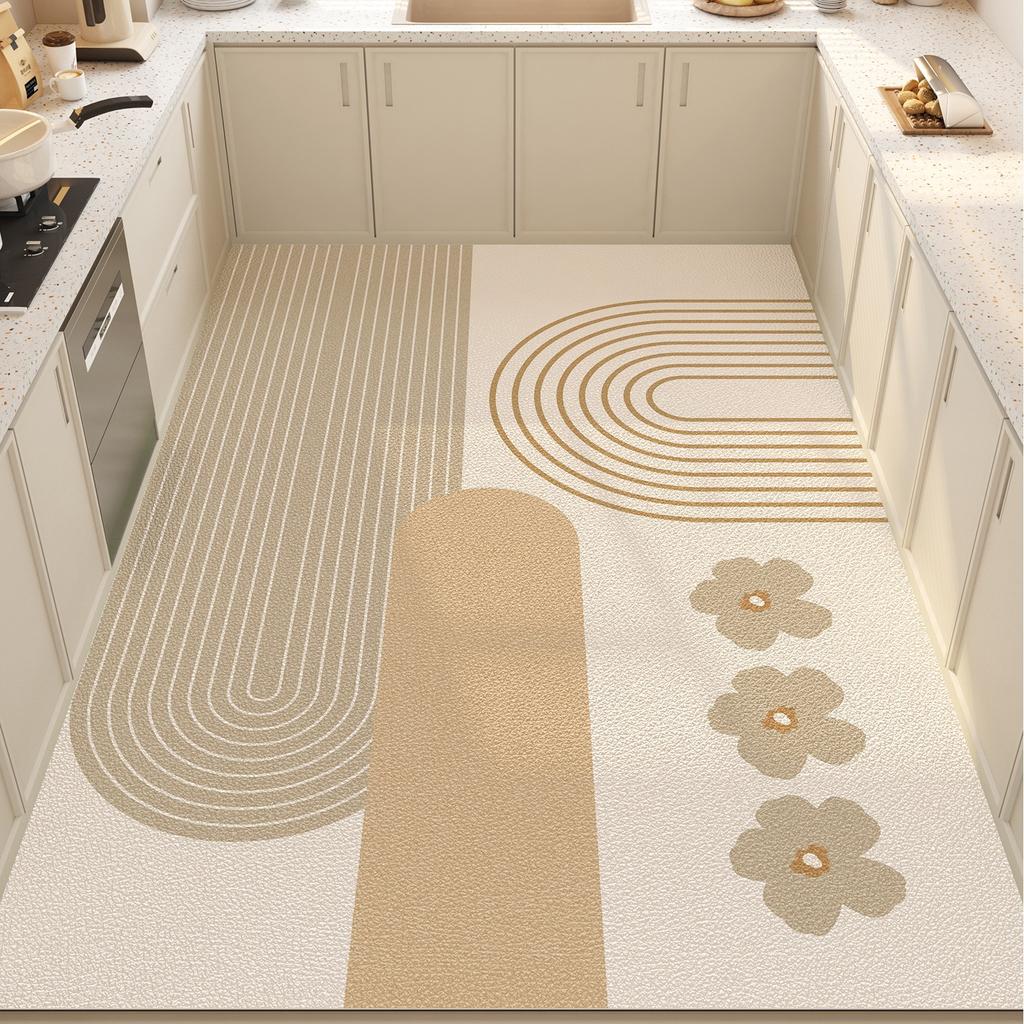 Kitchen Floor Mat Waterproof Non-slip Oil-proof Stain-resistant PVC Leather Rug Easy To Clean Home Carpet Alfombra