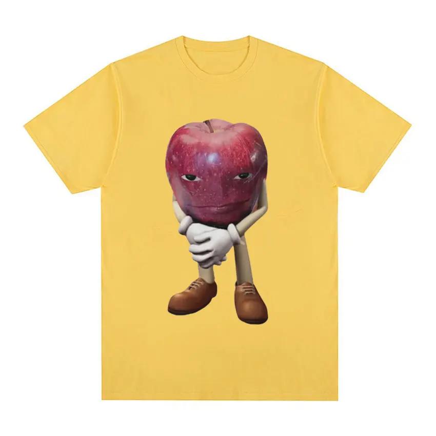 Funny Me Asf Apple with Face Meme T Shirt Unisex Fashion High Quality Cotton T Shirts Men Retro Casual Short Sleeve T-shirt Tops