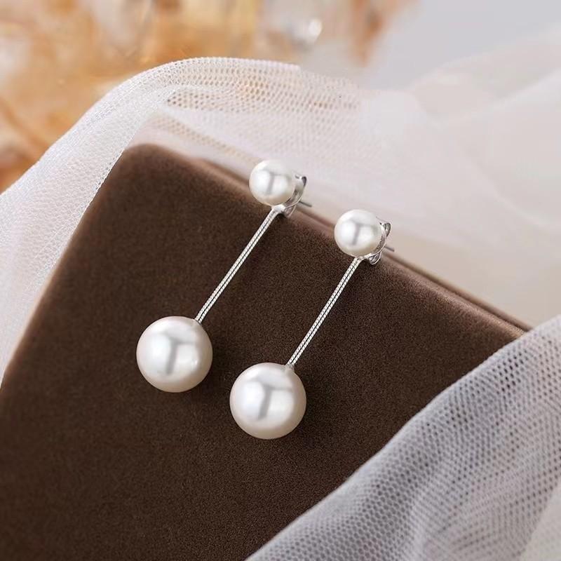 

Imitation Pearl Big Chain Tassel Short Drop Earrings for Women Gold Copper Color Ear Zircon Trend Statement Girl Gift