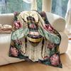 Ornamental Insect Floral Design Print Blanket Warm Soft Fluffy Kids and Adult Sofa Bed Throw Blanket for Home Travel Camping