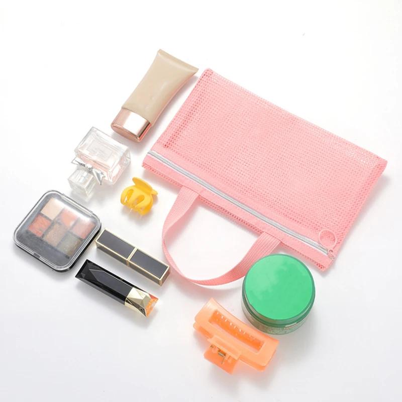 Rosa Netz Multi-Taschen Mini Kosmetiktasche Schwimmtasche Tragbare Reise-Aufbewahrungstasche Tragbare Bade-Tasche Strandtasche ein Pack