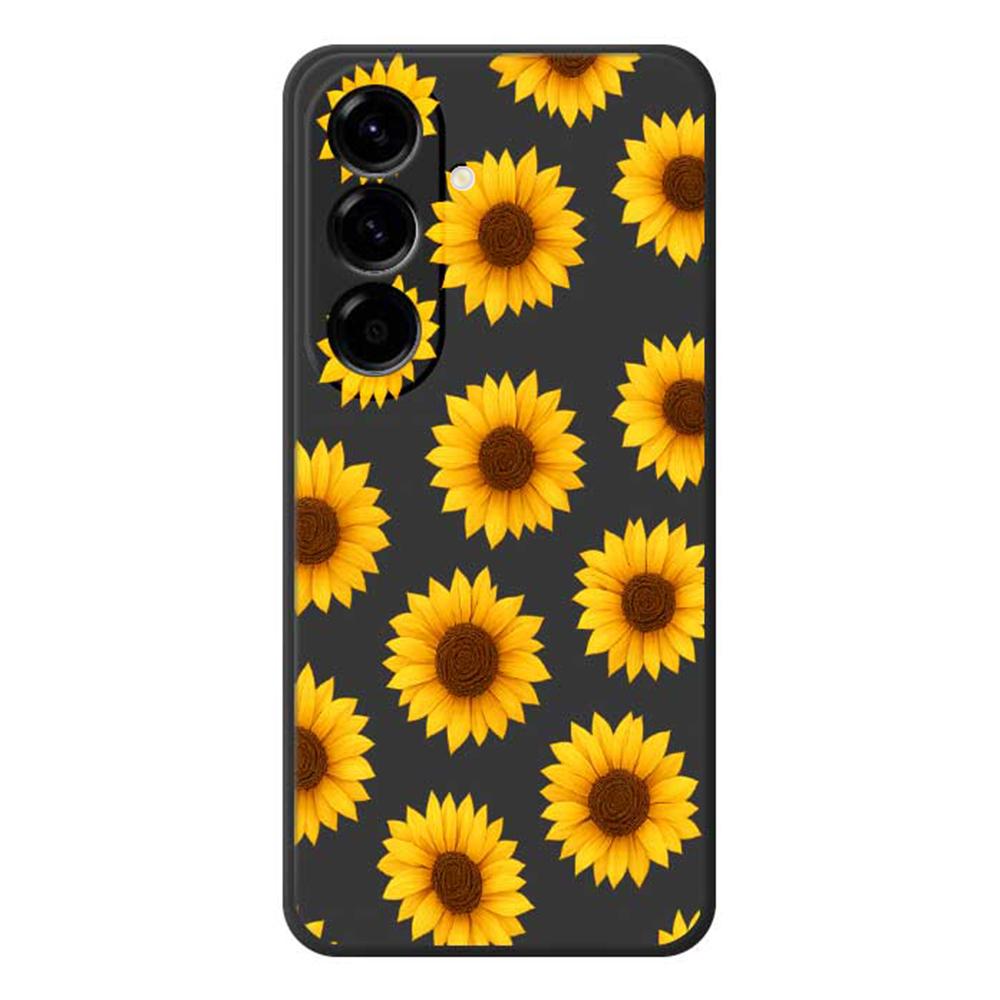 

Чехол для Samsung Galaxy A56 5G с принтом подсолнухов, ТПУ накладка на заднюю панель телефона с прямыми краями Black