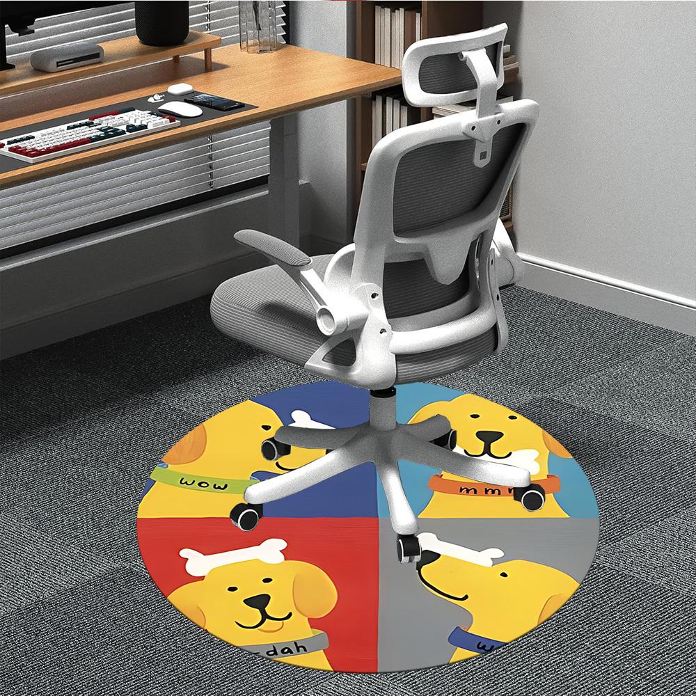 1PC Dogs Bones Office Round Area Rug, Mat Suitable For Office, Under Office Chairs Bedroom Living Room Home Decor, Room Deco