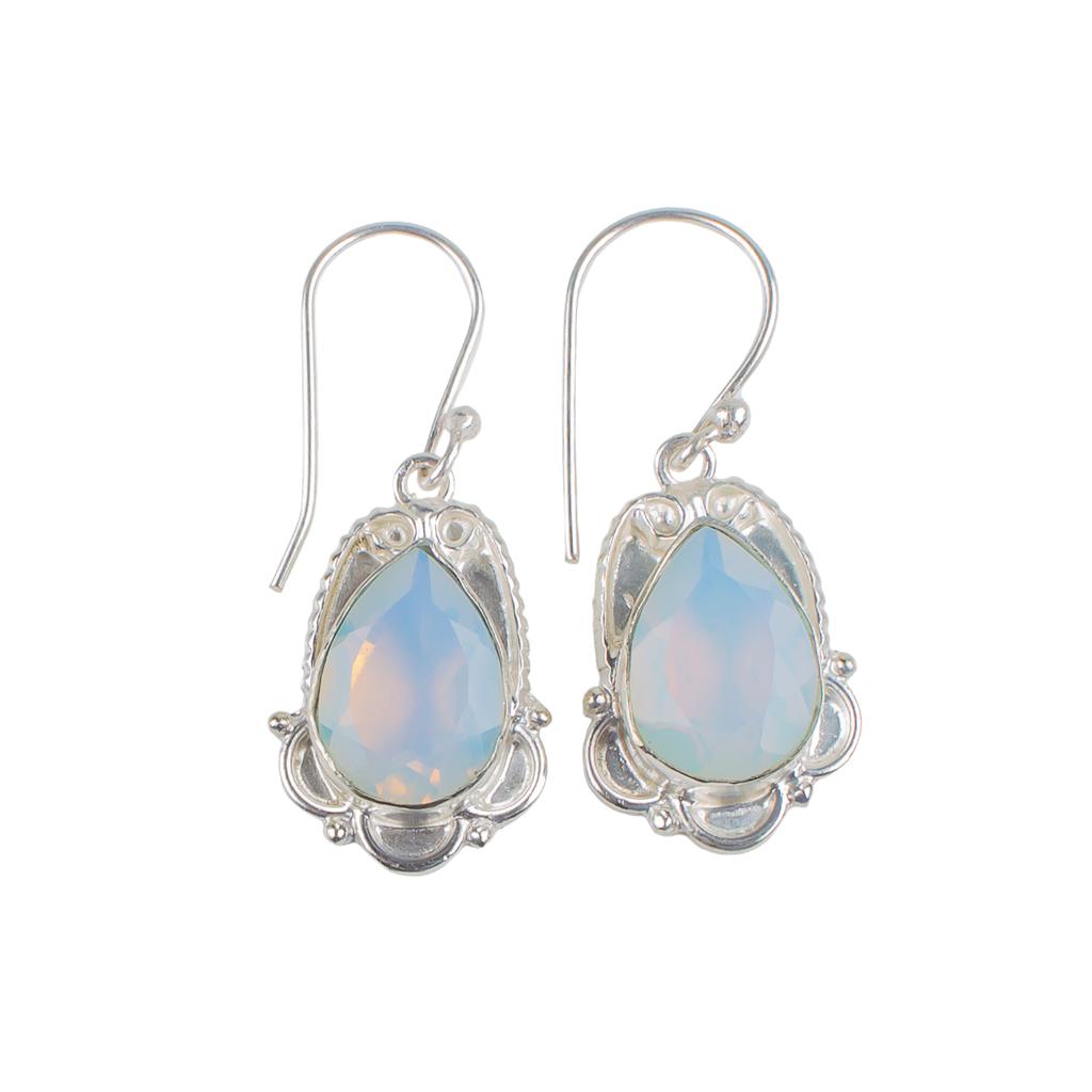 Original Milky Opal Gemstone 925 Sterling Silver Pretty Jewelry Earrings For Her EE-41-14