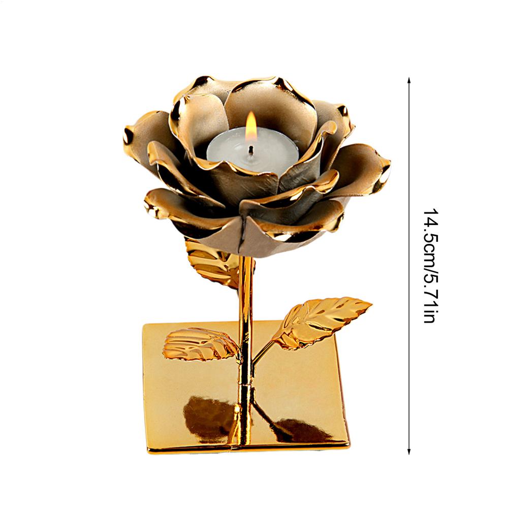 Romantic Rose Candle Holder With Base Rose Tea Lights Candle Holder Creative Iron Candle Cup Centerpiece for Home Anniversaries