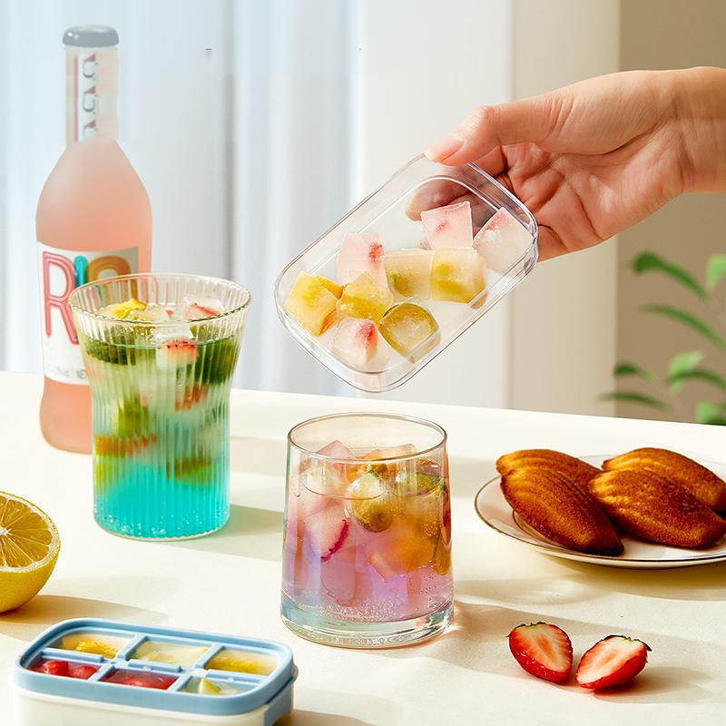 6 Grids Ice Cube Tray with Lid Mini Ice Cube Mold Easy-Release Ice Mould with Removeable Lid Ice Making Mold DIY Ice Cube Tray