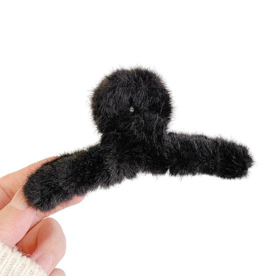 

Зимняя плюшевая заколка для волос в Корейском стиле с перекрестными зубами на затылке в виде акулы, однотонная заколка для волос, головные уборы, аксессуары для волос чёрный