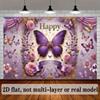 2D Elegant Purple Butterfly Floral Birthday Backdrop for Photoshoot