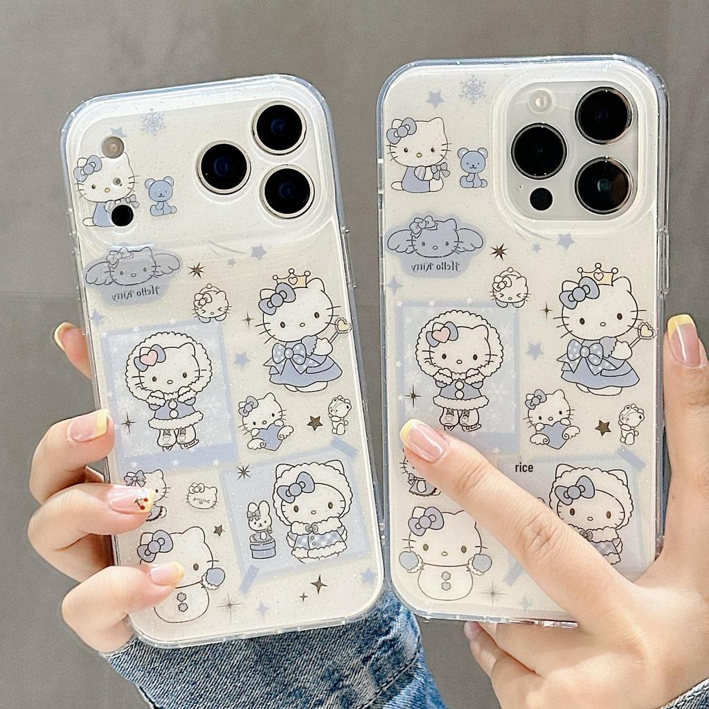 Trendy Double-Sided Cartoon KT Cat Winter Phone Case for iPhone 17 Pro Max - Drop-Proof Design