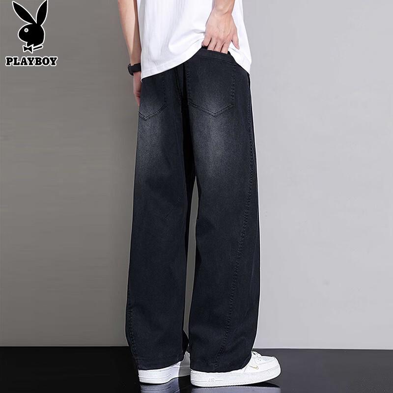 PLAYBOY Men's Loose Straight Wide-Leg Jeans