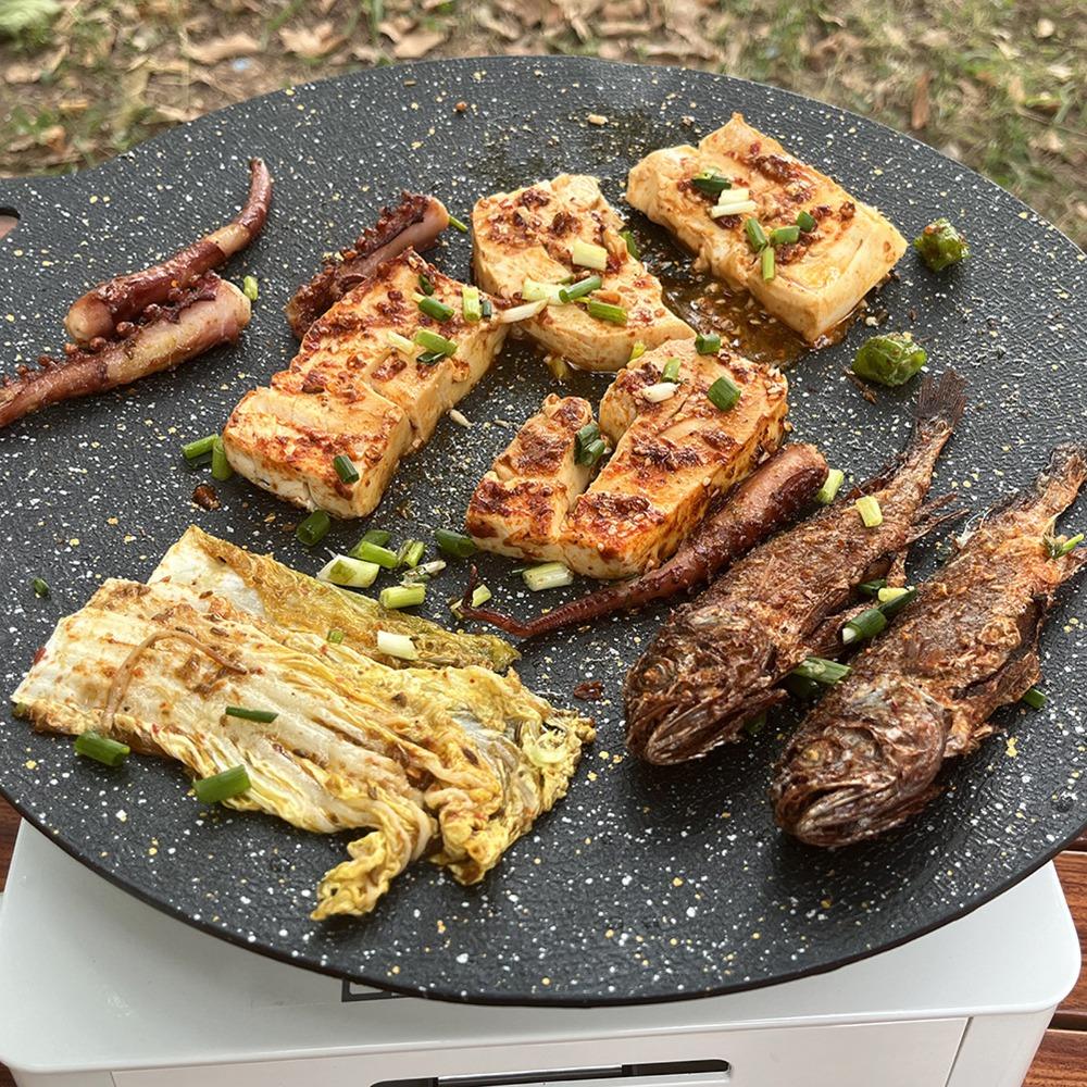 Aluminum Alloy Round Griddle 11.42 Inch Barbecue Pan Practical Korean Grill Pan Home Cooking