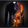 Herren Flammenprint Langarmshirts Lässiger Cardigan Neue Knöpfe Urlaubsmode Hemden