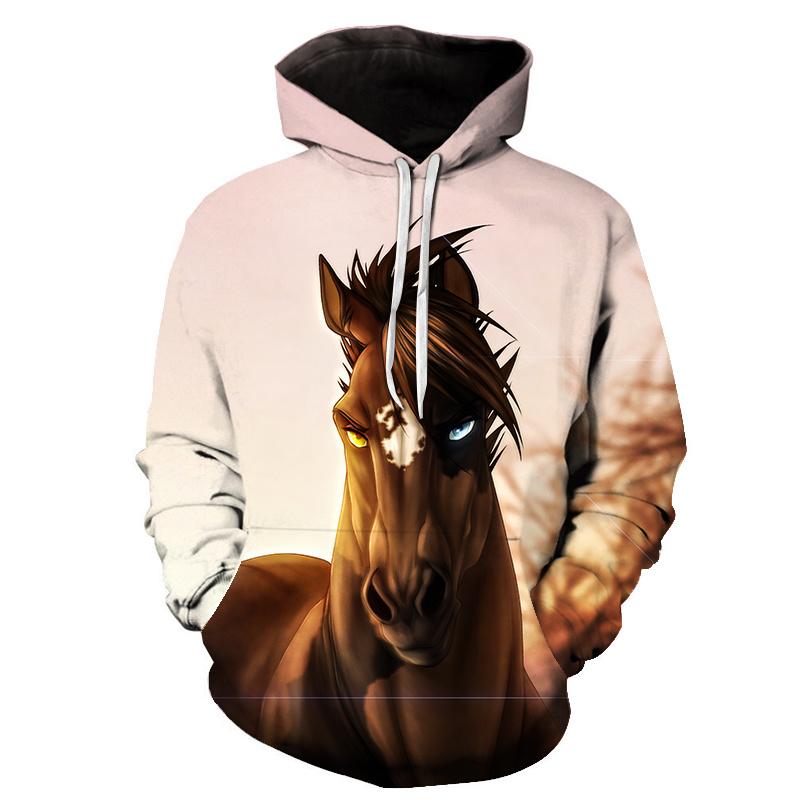 Sunset Herd Running Horse Fleece Hoodie, Men's Thick Warm Autumn Winter Sweatshirt, Galloping White Horses Scenery Pullover for Wild Vibe Style
