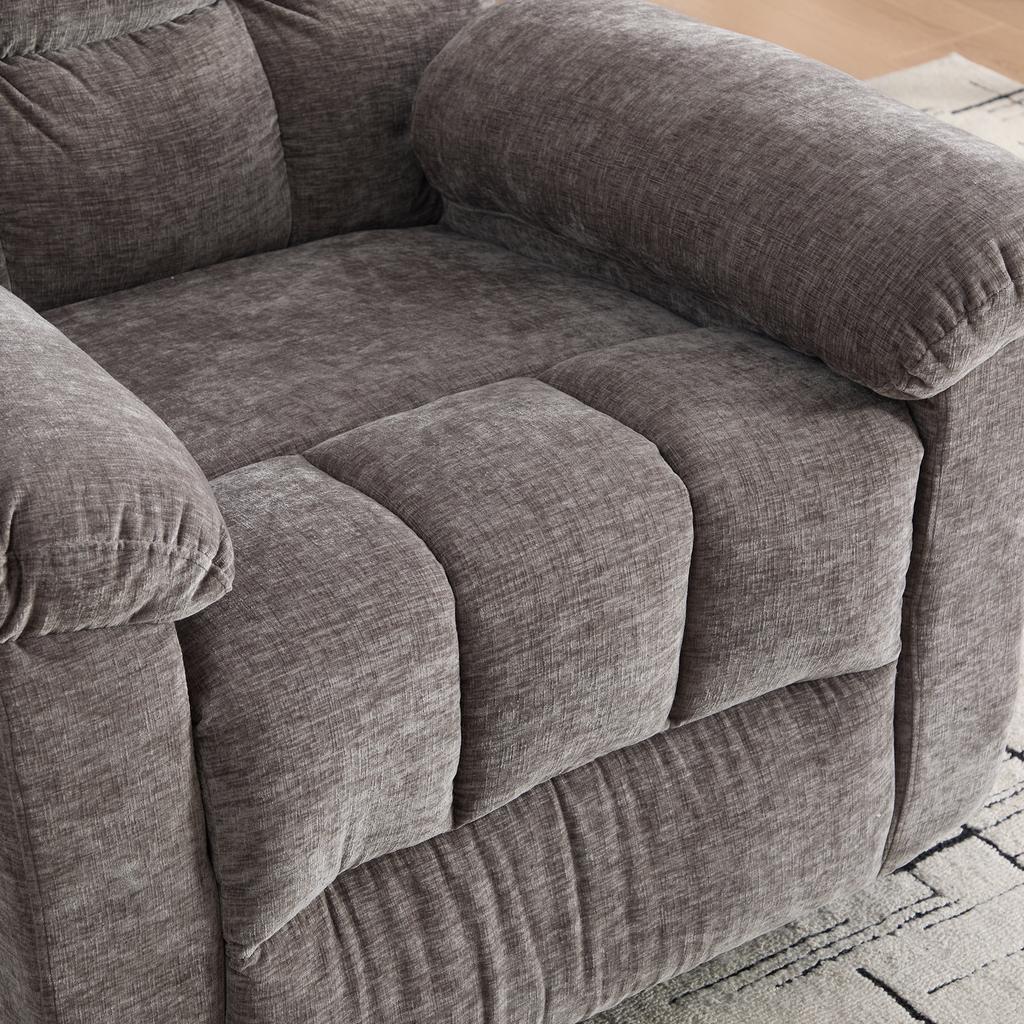 Poltrona Reclinabile Elettrica Girevole a 360° con Funzione Massaggio e Riscaldamento, Schienale e Poggiapiedi Regolabili Manualmente, Tasche Laterali portaoggetti..Grigio
