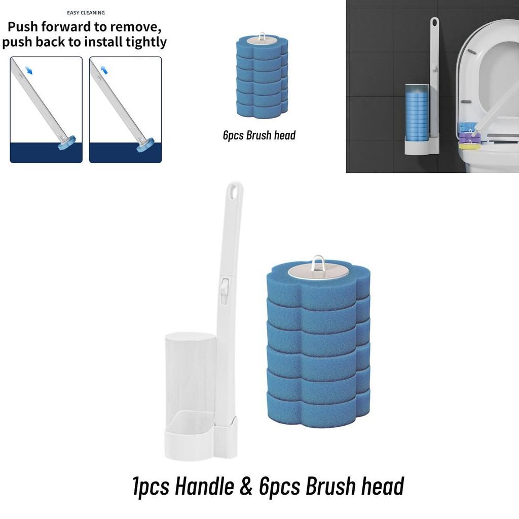 Disposable Toilet Brush Wands With Replaceable Heads Easy To Clean Toilet Bowl Lid And Corner Dirt Plastic Material Blue Yellow Purple