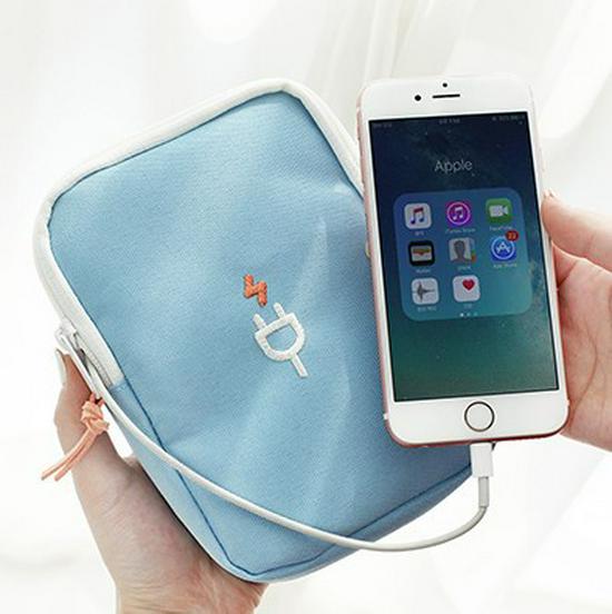 Kiss the Rain Portable Travel Charger and Earphone Organizer Bag