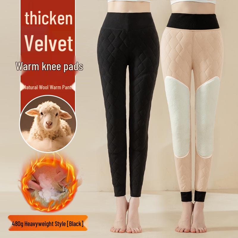 

Women s High Waist Thickened Lambswool Cotton Winter Pants - Extra Warm with Knee Protection M [Recommended 80-100 jin]