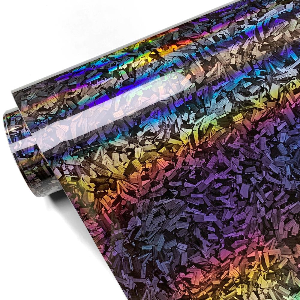 High Glossy Silver Carbon Fiber Vinyl Wrap Cover Viscose Car Sticker High Quality Car Hood Roof Sticker Cover Film Car Accessory