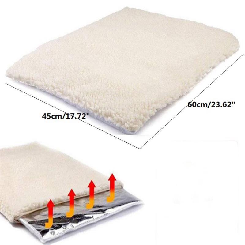 

Pet Dog Self Heating Pad Blanket Soft Flannel Dog Mat Winter Warmer Mat for Puppy Kitten Dogs Fluff Sleeping Beds 60x45cm белый